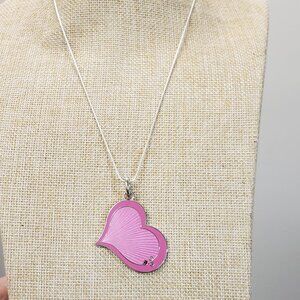 White House Black Market, NWOT, silver tone pink rhinestone heart necklace